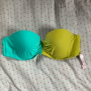 VS Swim top yellow and aqua color block Bandeau
